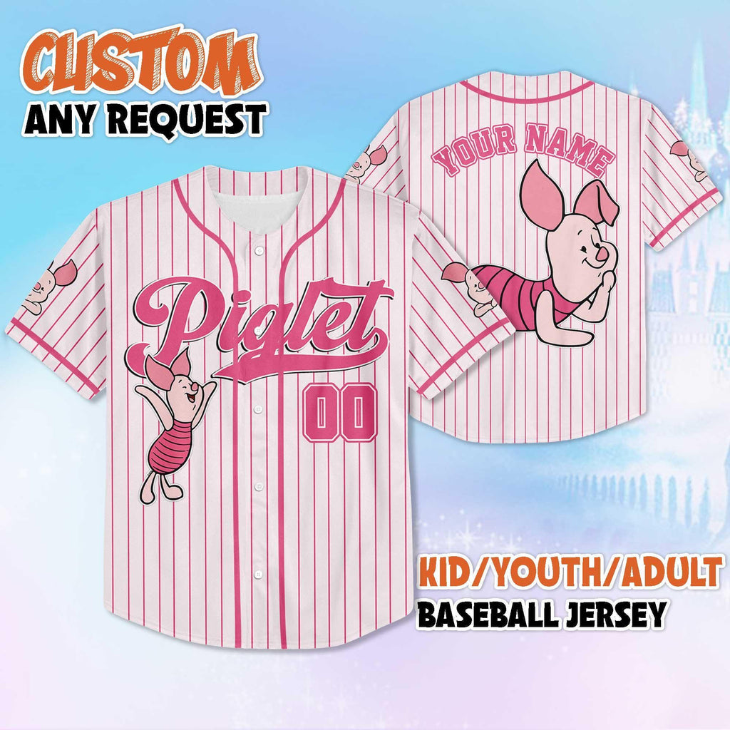 Custom Piglet Baseball Jersey, Winnie the Pooh Family Outfit