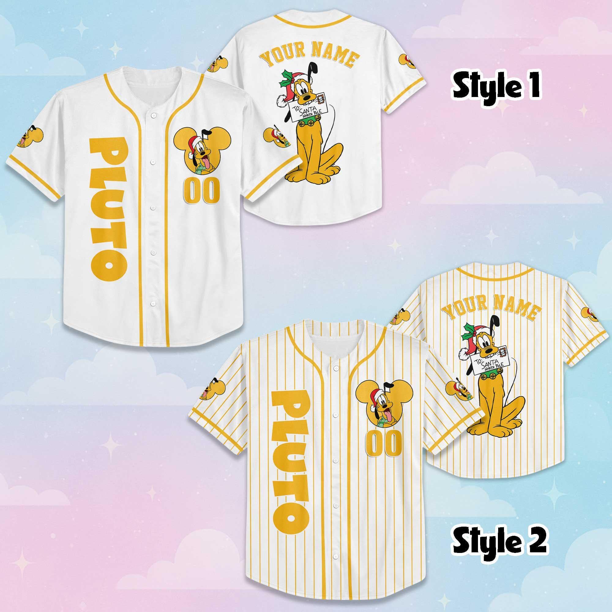 Custom Disney Pluto Baseball Jersey, Disney Mickey and Friends Jersey, Disneyland Baseball Team Matching Outfit, Birthday Gifts