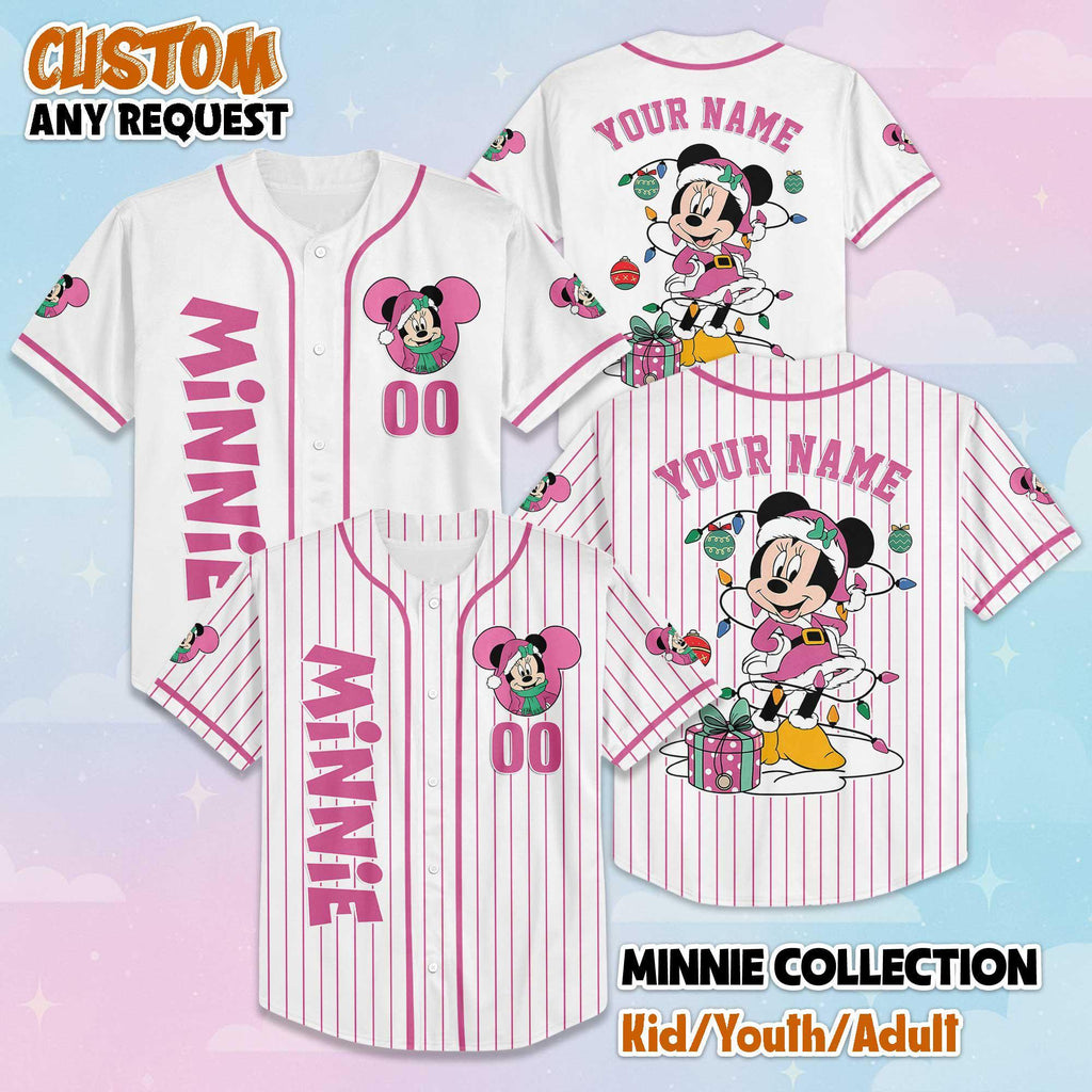 Personalized Minnie Mouse Baseball Jersey, Disney Mickey and Friends Jersey for Disney Fans, Disneyland Birthday Gift