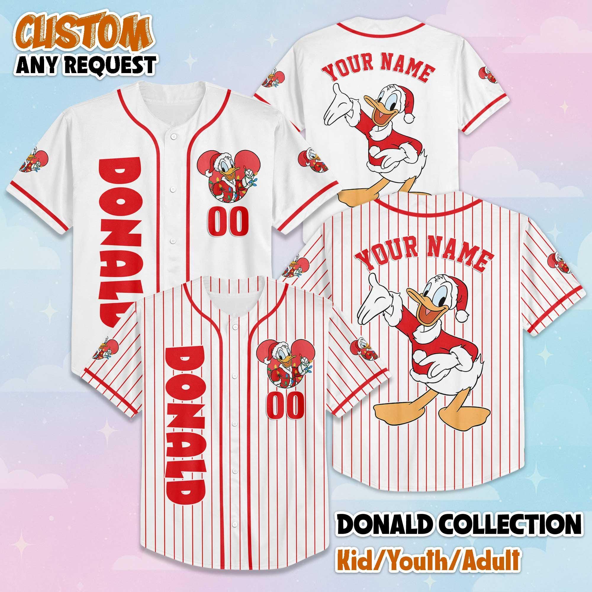 Custom Donald Duck Baseball Jersey, Donald Duck Jersey for Disney Fans, Daisy Duck Jersey, Mickey And Friends Gift