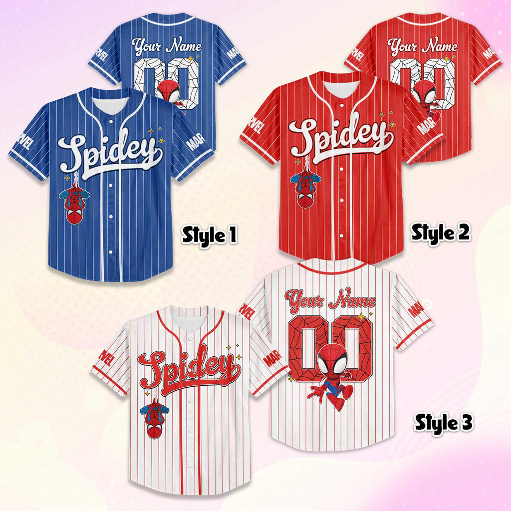 Personalized Spidey Baseball Jersey, Custom Spidey and His Amazing Friends Jersey, Superhero Team Shirt