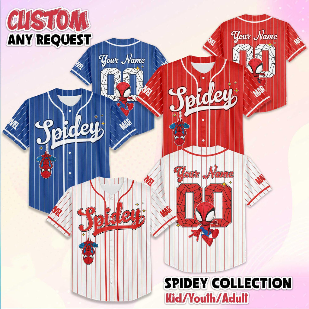 Personalized Spidey Baseball Jersey, Custom Spidey and His Amazing Friends Jersey, Superhero Team Shirt