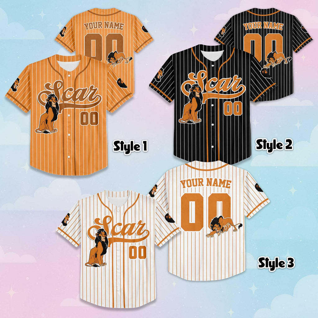 Custom Scar Collection Baseball Jersey, Personalize Disney The Lion King Jersey Shirt, Family Matching Outfit, Magic Kingdom Gift