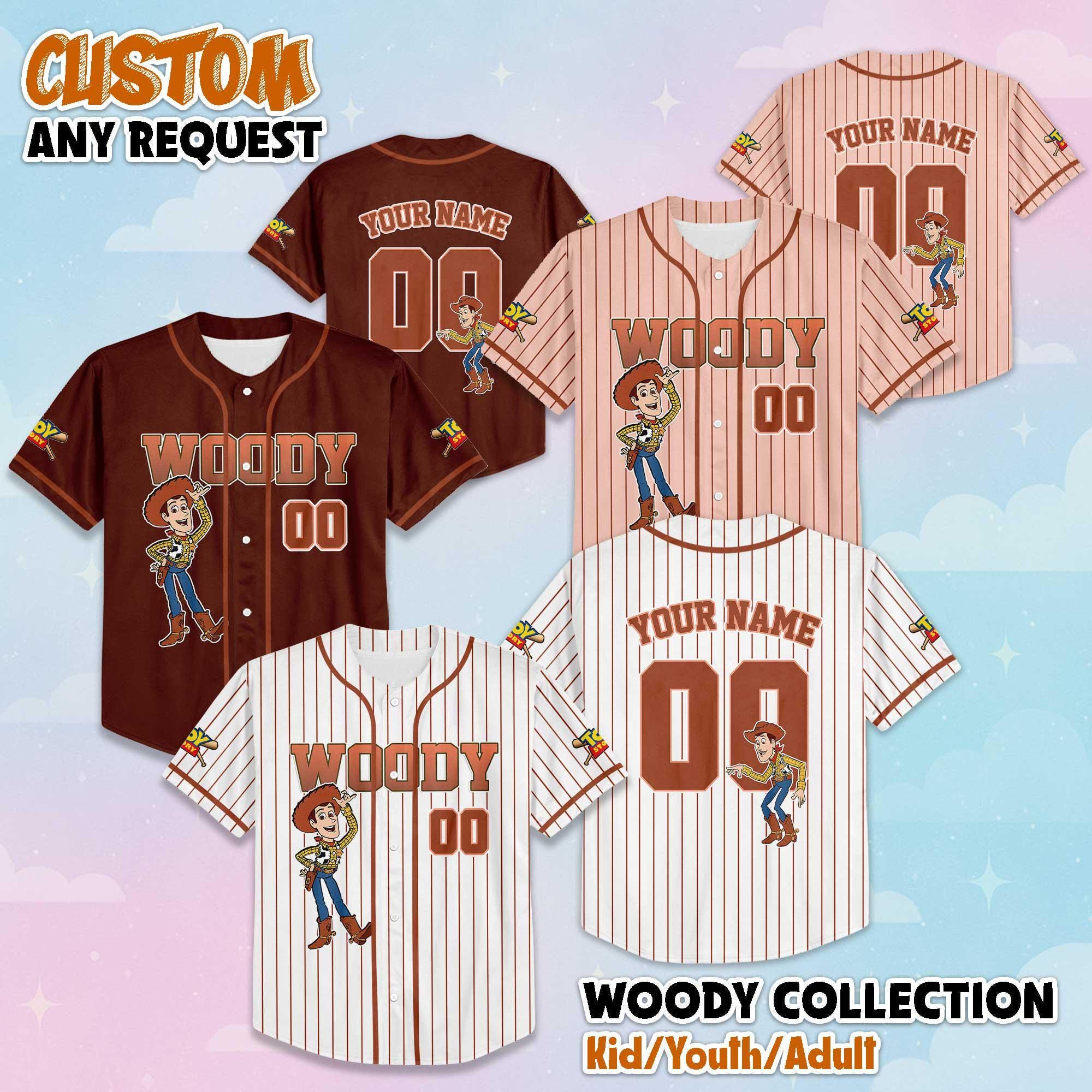 Personalized Woody Baseball Jersey, Disney Toy Story Baseball Shirt, Matching Disney Trip Outfit, Birthday Gift