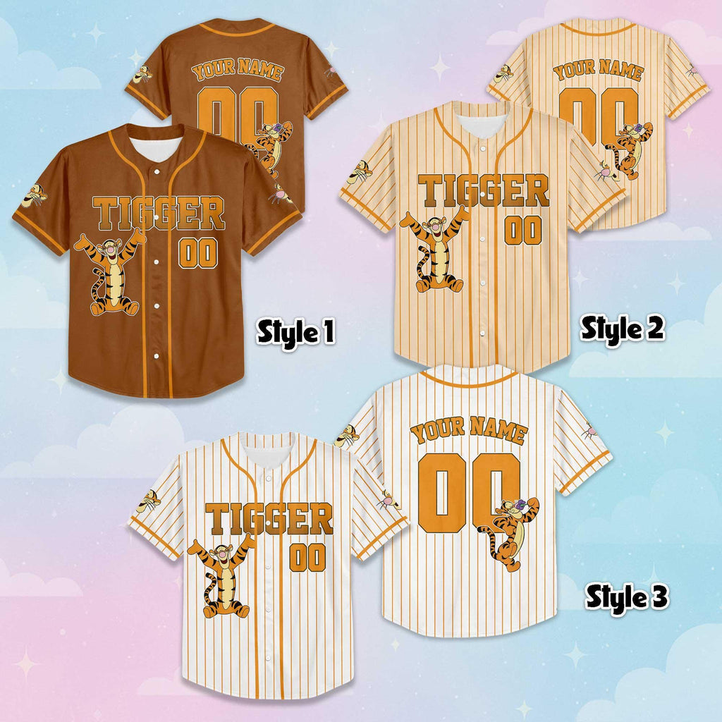 Custom Tigger Baseball Jersey, Disney Winnie the Pooh Shirt, Tigger Disney Outfit, Matching Family Jersey, Birthday Gift