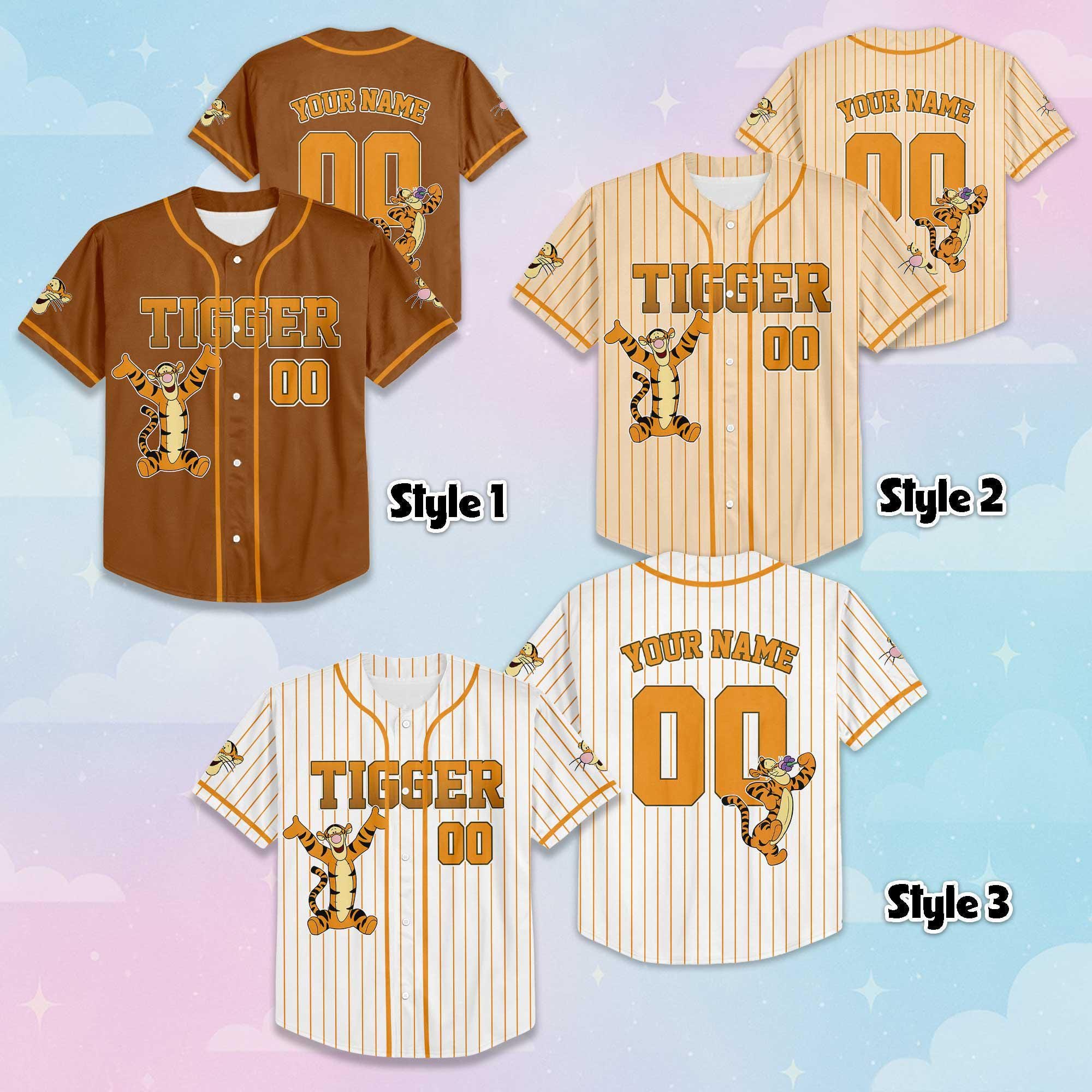 Custom Tigger Baseball Jersey, Disney Winnie the Pooh Shirt, Tigger Disney Outfit, Matching Family Jersey, Birthday Gift