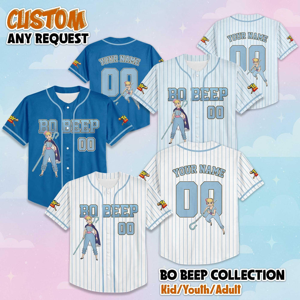 Custom Bo Beep Baseball Jersey, Disney Toy Story Shirt, Disneyland Baseball Team Matching Outfit, Birthday Gift