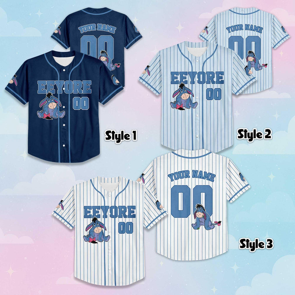 Custom Eeyore Baseball Jersey, Personalized Disney Winnie the Pooh Jersey, Family Matching Outfit, Birthday Gift