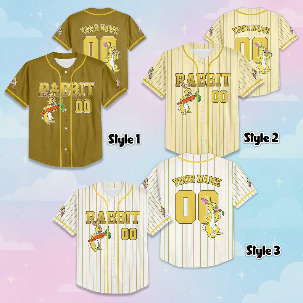Custom Rabbit Baseball Jersey, Disney Winnie the Pooh Shirt, Rabbit Disney Outfit, Matching Family Jersey, Birthday Gift