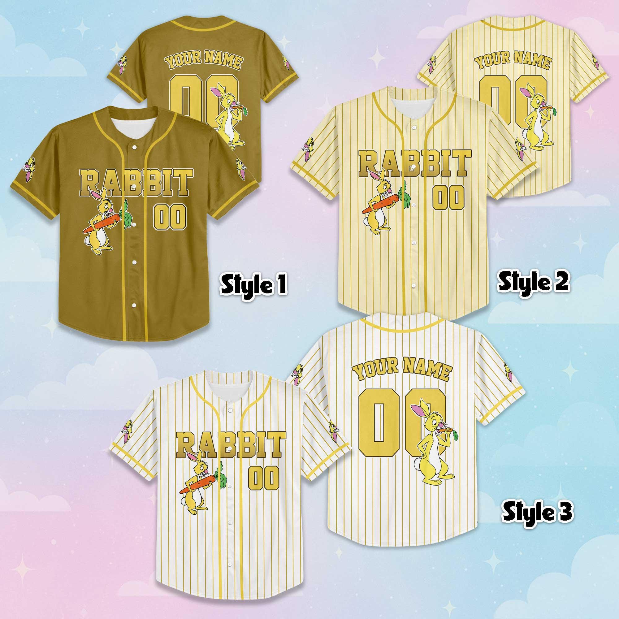 Custom Rabbit Baseball Jersey, Disney Winnie the Pooh Shirt, Rabbit Disney Outfit, Matching Family Jersey, Birthday Gift