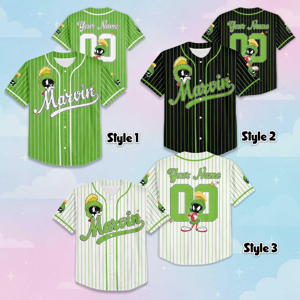 Custom Marvin the Martian Baseball Jersey, Personalize Looney Tunes Jersey, Family Matching Outfit