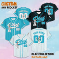 Custom Olaf Frozen Baseball Jersey, Custom Disney Olaf Shirt, Disneyland Frozen Baseball Team Outfit, Disney Matching Outfit