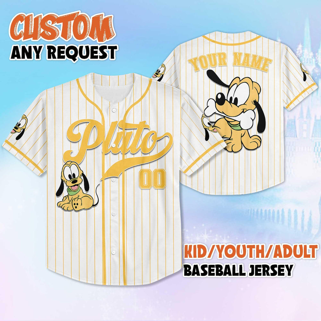 Personalized Disney Baby Pluto Baseball Jersey, Custom Pluto Dog Jersey, Family Matching Outfit, Birthday Gift Idea