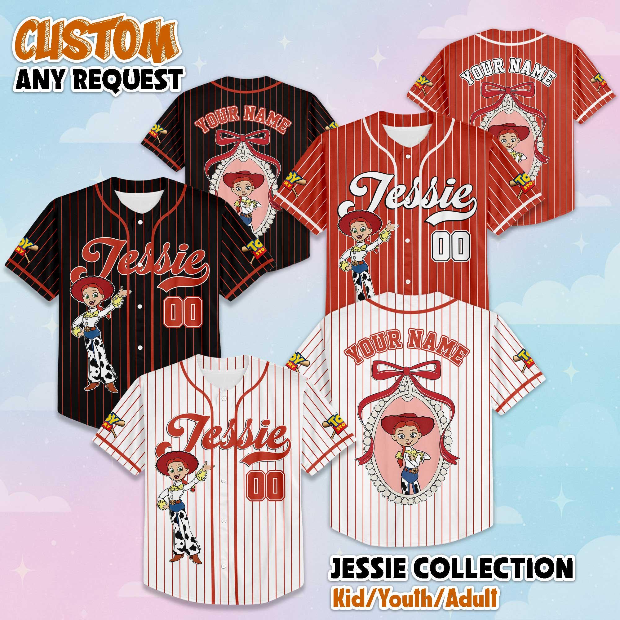 Personalized Jessie Baseball Jersey, Custom Disney Toy Story Baseball Shirt, Matching Disney Trip Outfit, Birthday Gift