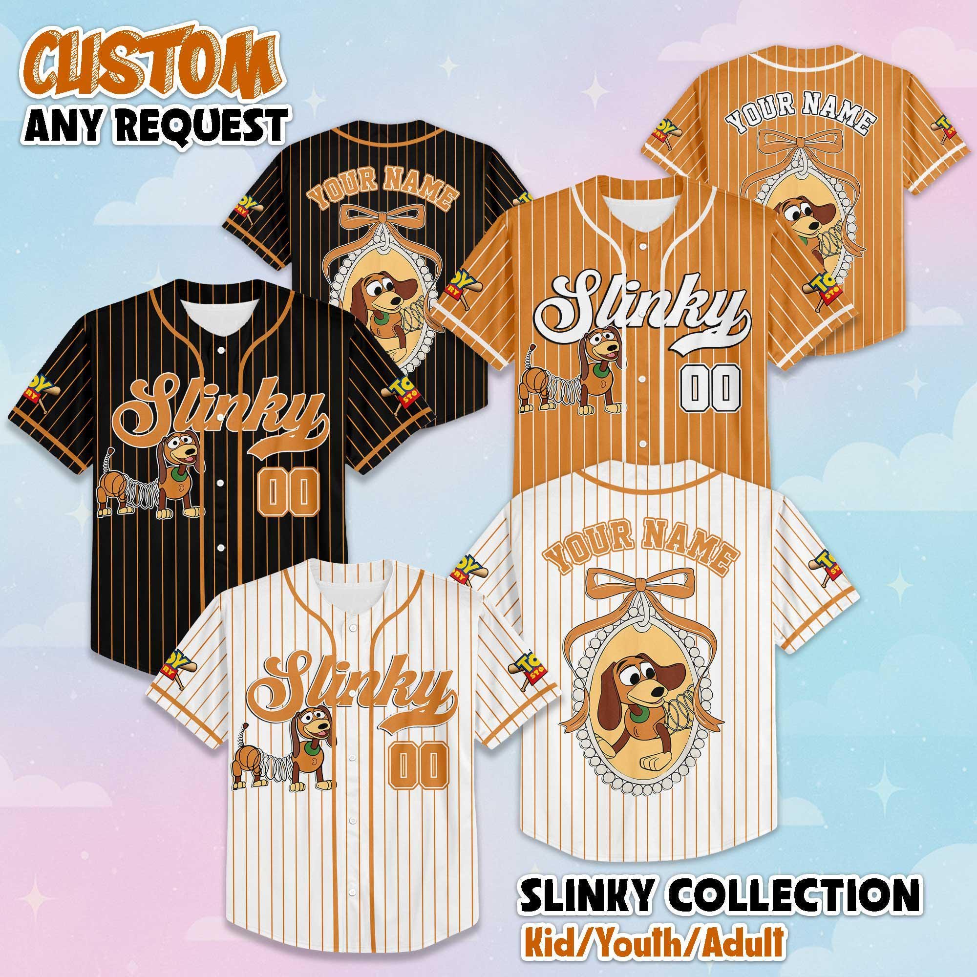 Custom Slinky Dog Baseball Jersey, Disney Toy Story Baseball Shirt, Matching Disney Trip Outfit, Birthday Gift