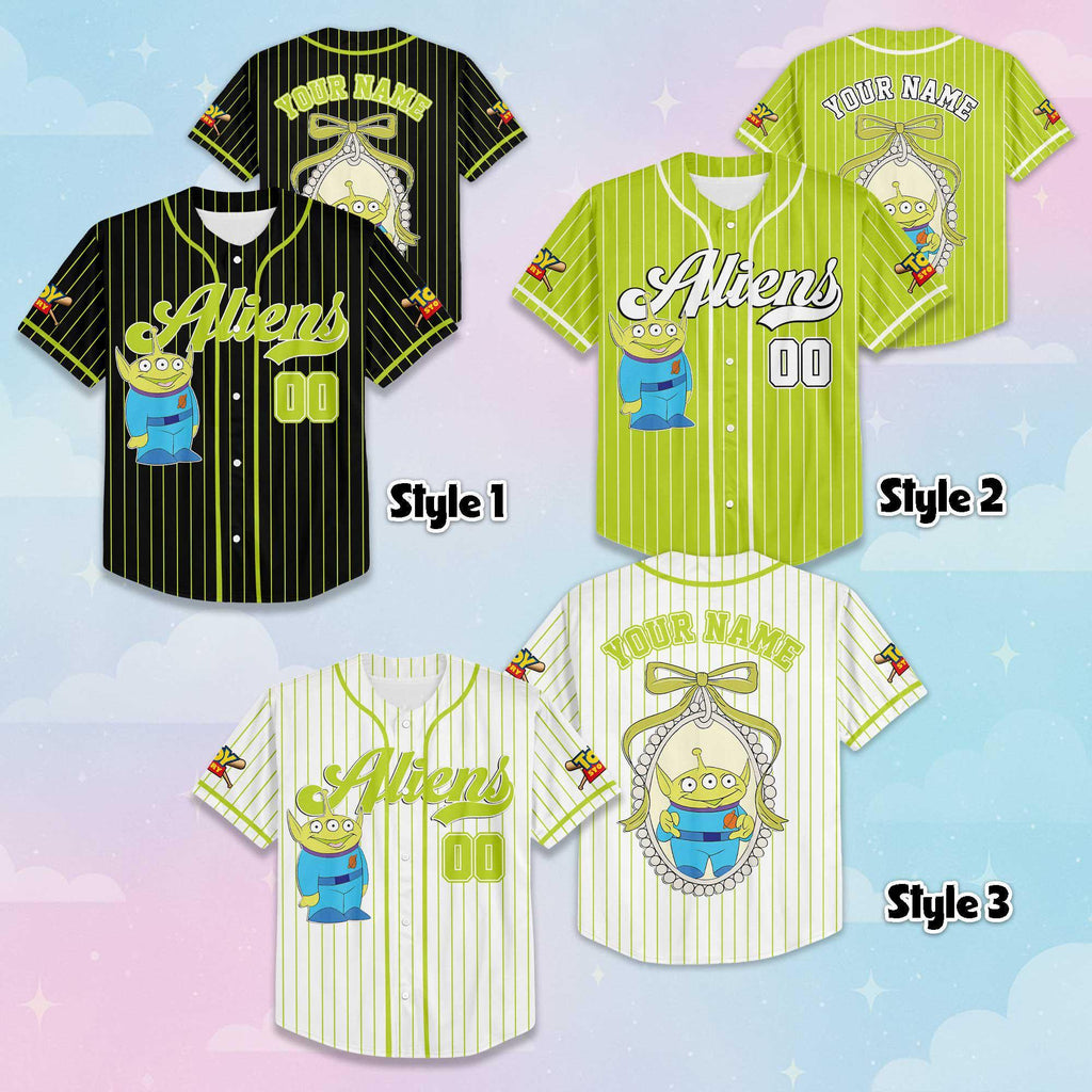 Custom Little Green Aliens Baseball Jersey, Disney Toy Story Baseball Shirt, Matching Disney Trip Outfit, Birthday Gift