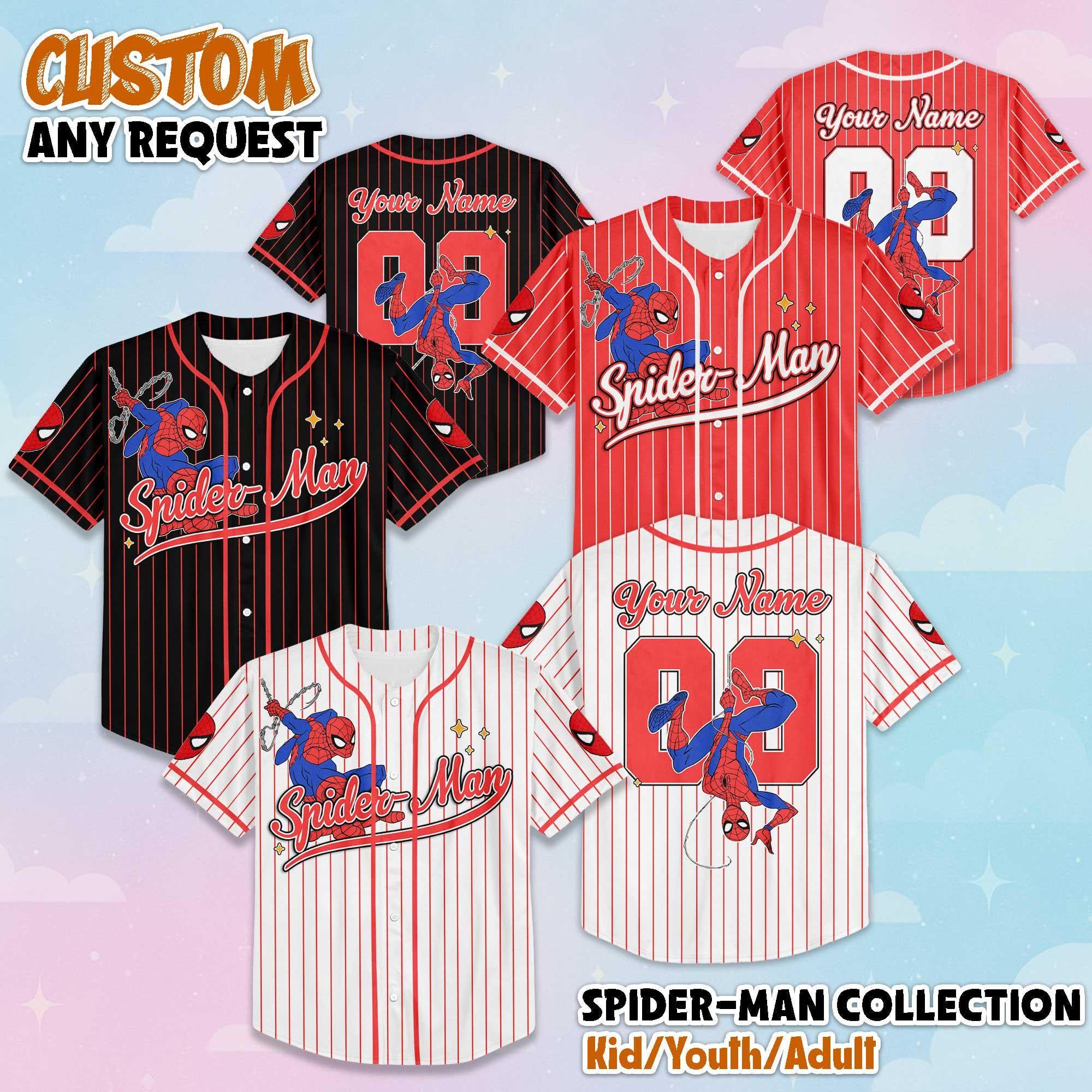 Custom Spider-Man Baseball Jersey, Personalized Marvel Baseball Shirt, Spider-Man Shirt, Birthday Gift