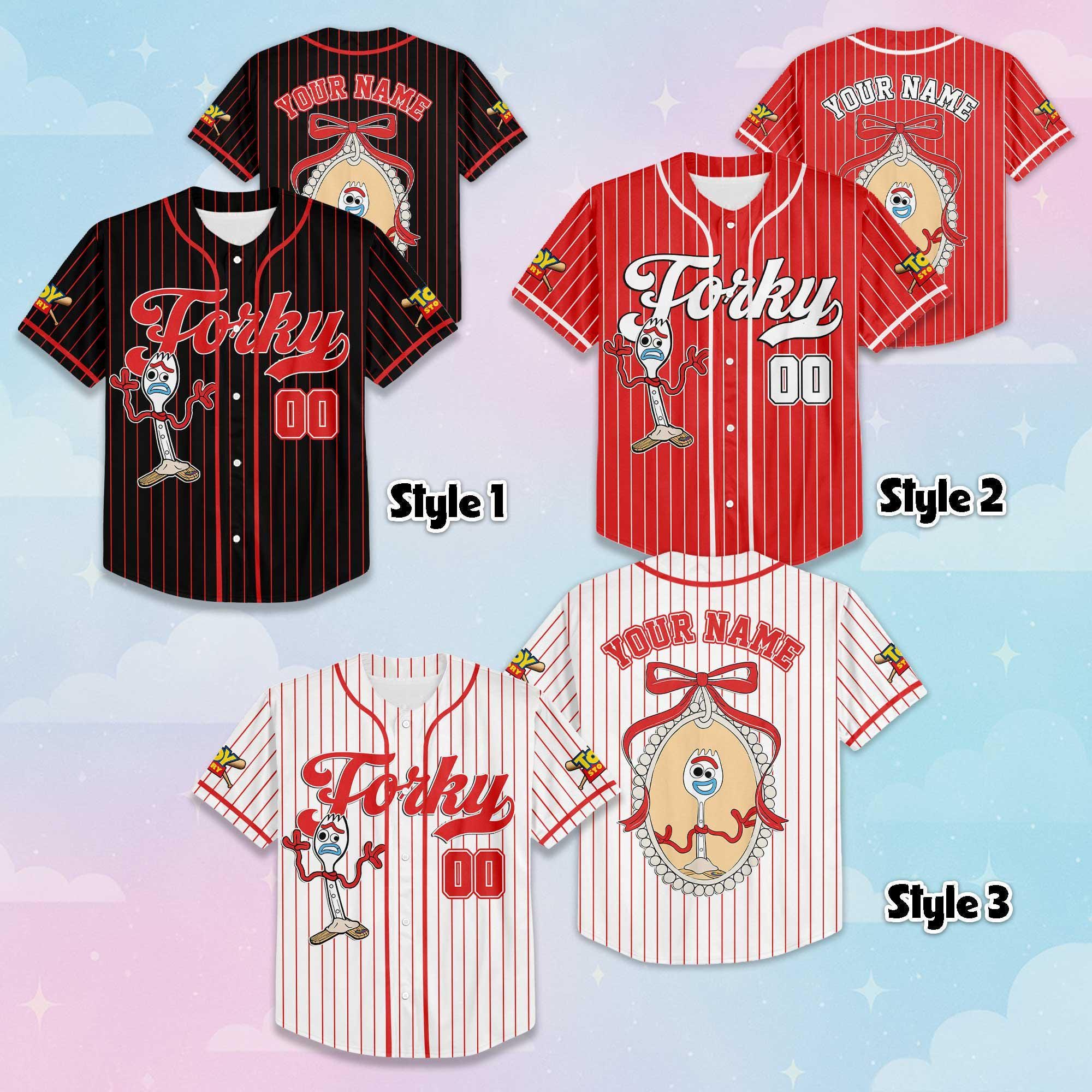 Personalized Forky Baseball Jersey, Custom Disney Toy Story Baseball Shirt, Matching Disney Trip Outfit, Birthday Gift