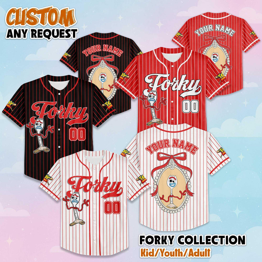 Personalized Forky Baseball Jersey, Custom Disney Toy Story Baseball Shirt, Matching Disney Trip Outfit, Birthday Gift