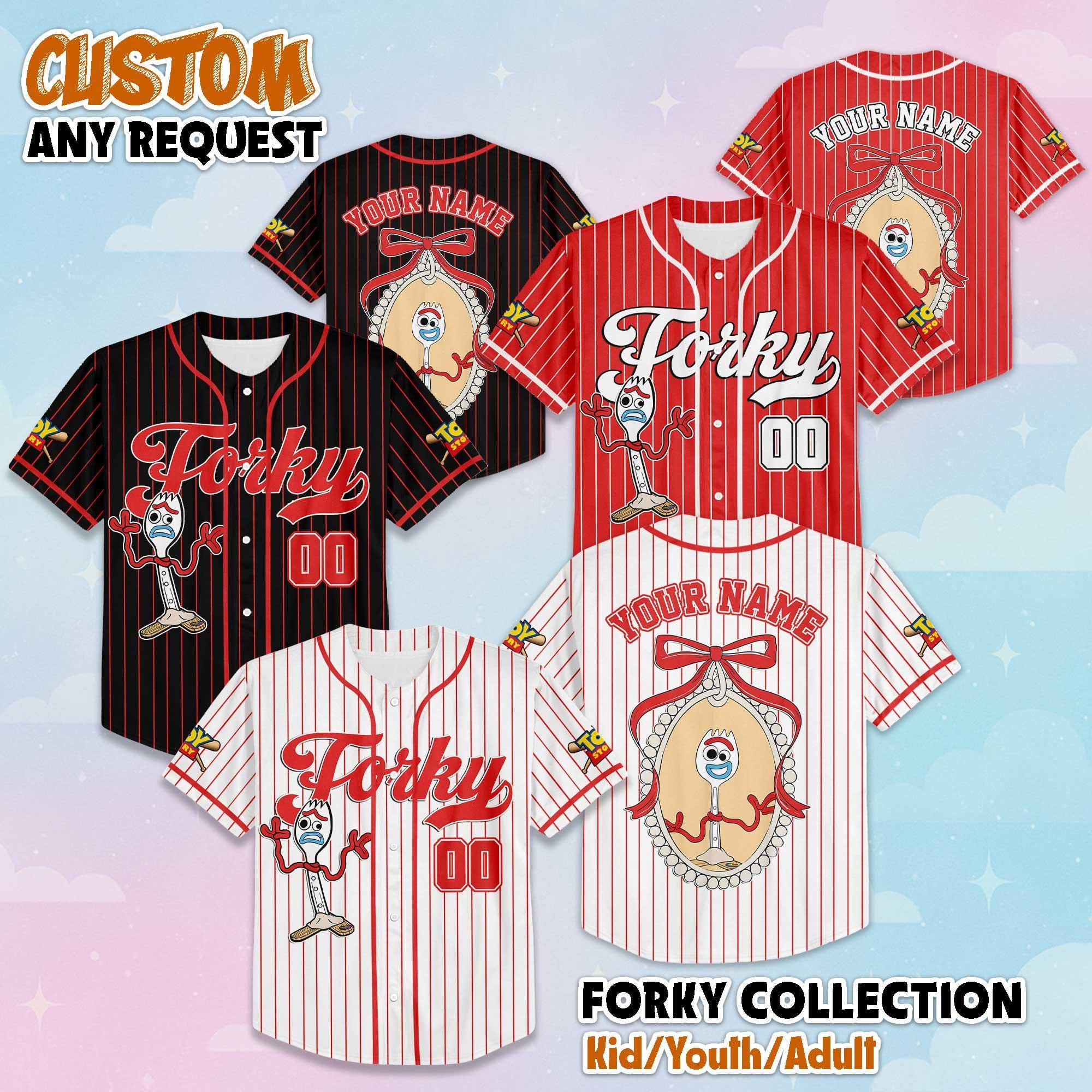 Personalized Forky Baseball Jersey, Custom Disney Toy Story Baseball Shirt, Matching Disney Trip Outfit, Birthday Gift