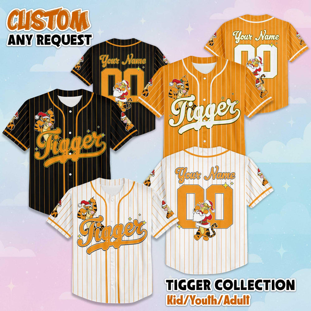 Personalized Tigger Baseball Jersey, Custom Disney Winnie the Pooh Shirt, Tigger Disney Outfit, Matching Family Jersey, Disneyland Trip Gift