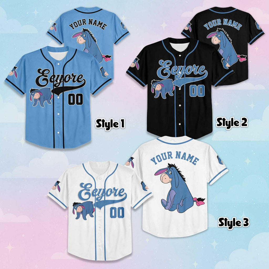 Personalized Eeyore Baseball Jersey, Custom Disney Winnie the Pooh Jersey, Family Matching Outfit, Gift For Disney Fans