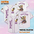 Custom Tinker Bell Mardi Gras Baseball Jersey, Personalized Disney Tinkerbell Jersey Shirt, Peter Pan Baseball Team Outfit, Birthday Gift