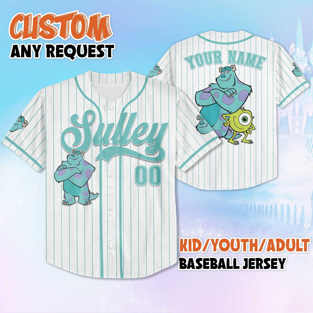 Custom Sulley Baseball Jersey, Disney Monsters Inc Jersey, Personalized Disney Jersey Shirt, Family Matching Outfit