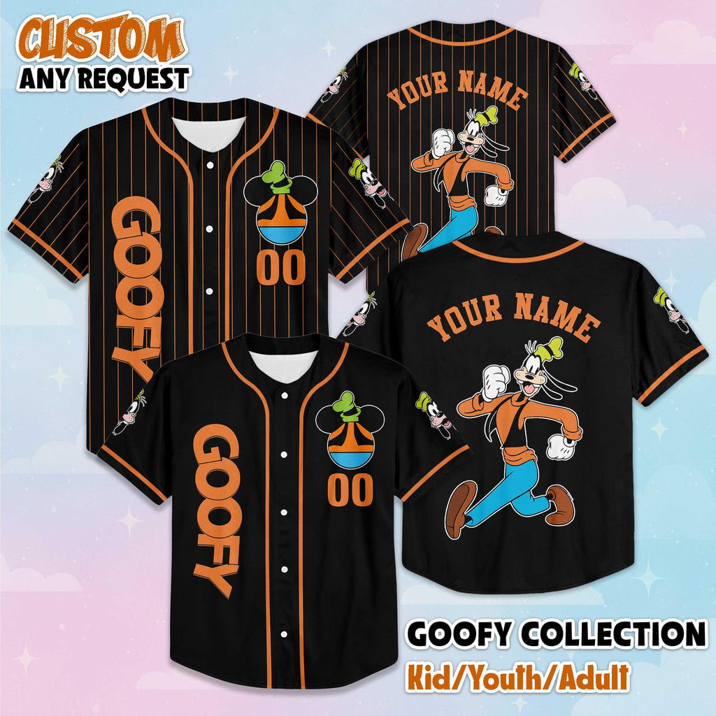 Personalized Goofy Baseball Jersey, Custom Disney Mickey and Friends Jersey, Disneyland Baseball Team Matching Outfit, Birthday Gift