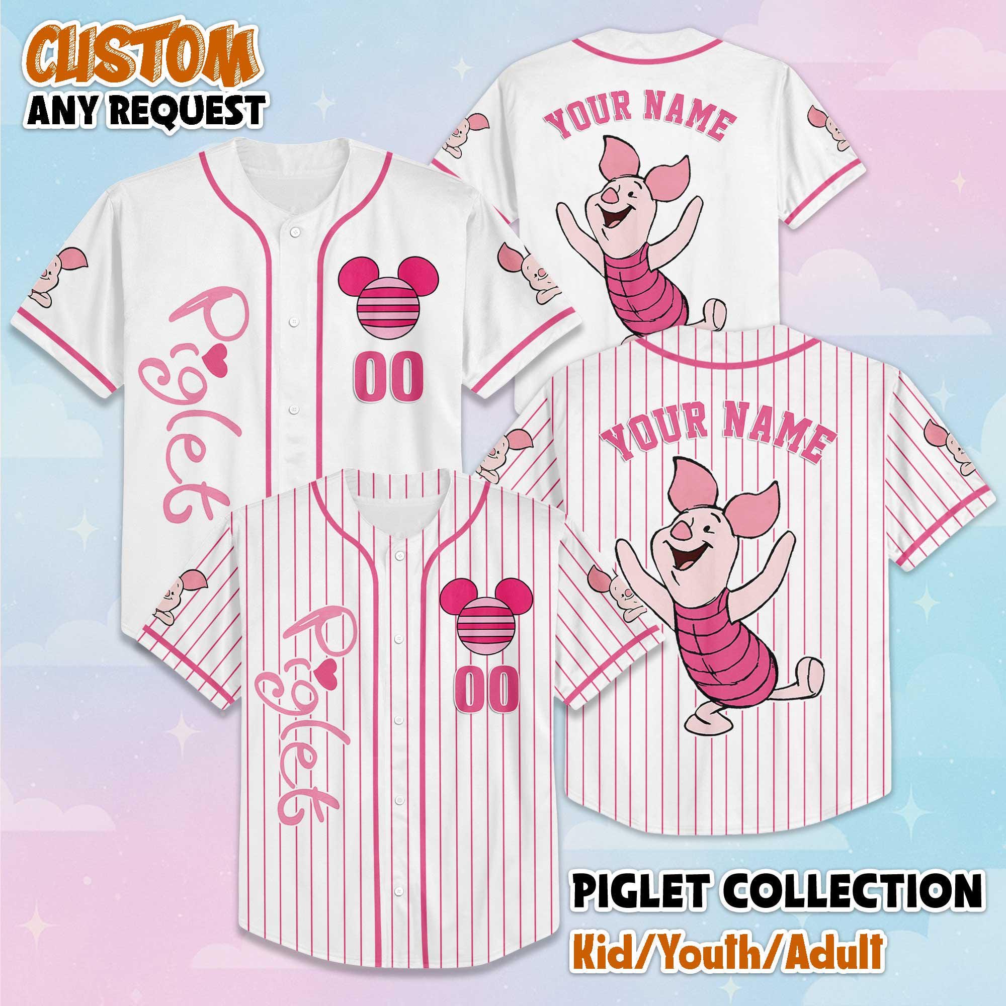 Custom Piglet Baseball Jersey, Personalized Disney Winnie the Pooh Shirt, Disneyland Baseball Team Matching Outfit, Birthday Gift
