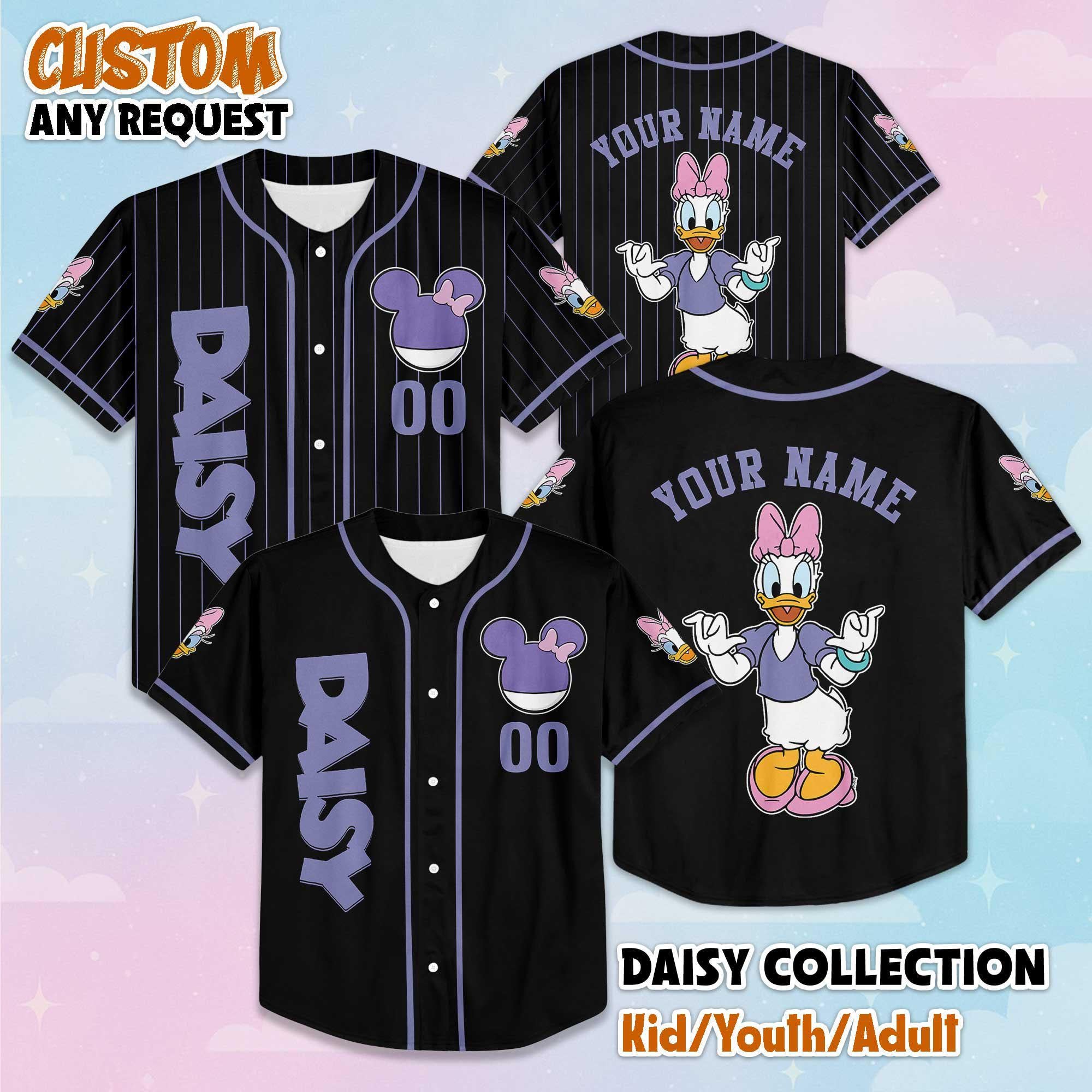 Custom Daisy Duck Baseball Jersey, Personalized Disney Daisy Duck Shirt, Disney Baseball Team Outfit, Birthday Gift