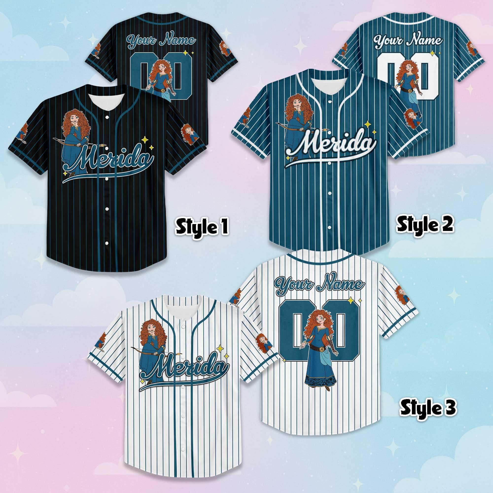 Custom Princess Merida Baseball Jersey, Disney Brave Baseball Shirt, Matching Disney Trip Outfit, Disneyland Birthday Gift