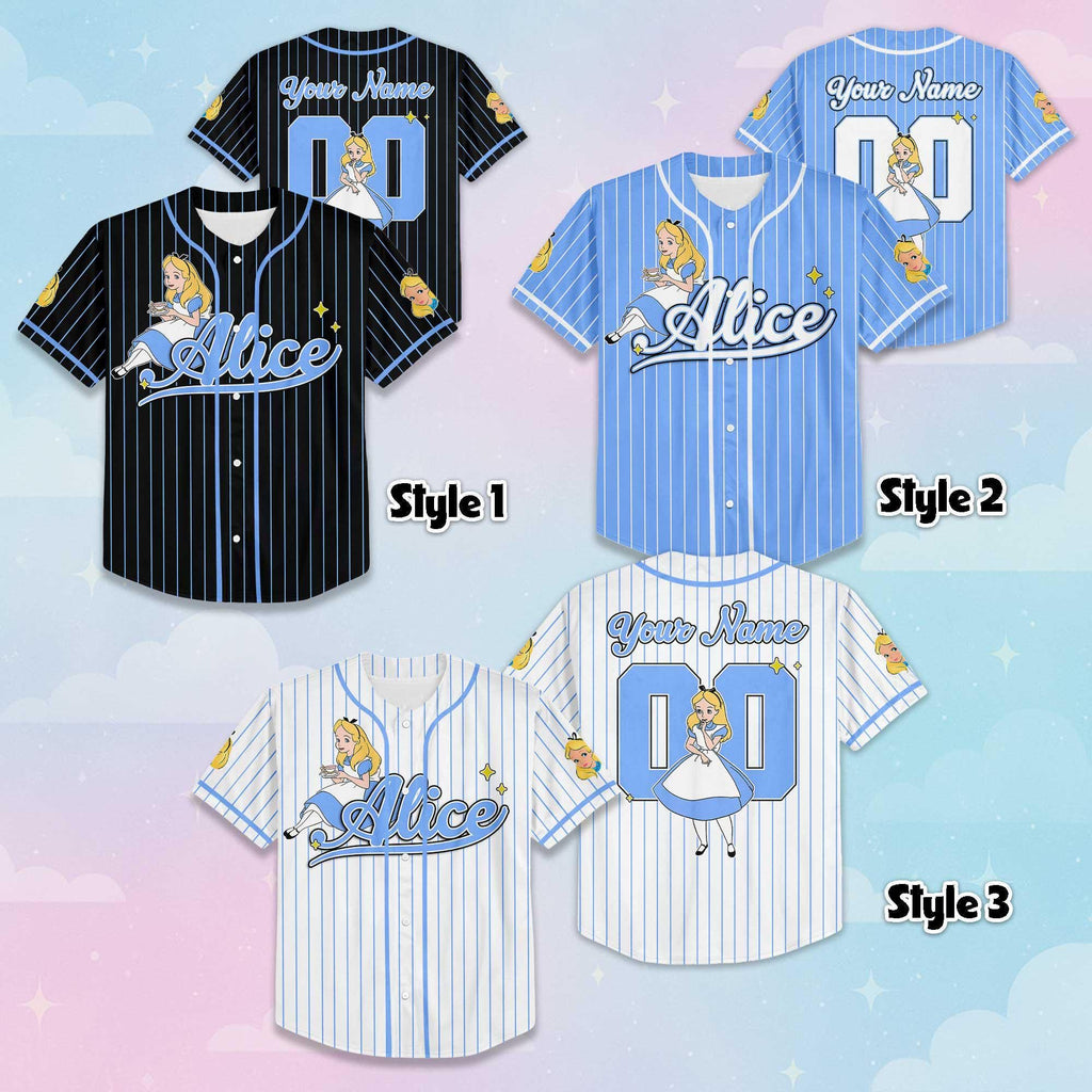Custom Alice in Wonderland Baseball Jersey, Alice in Wonderland Jersey, Matching Disney Trip Outfit, Disneyland Birthday Gift
