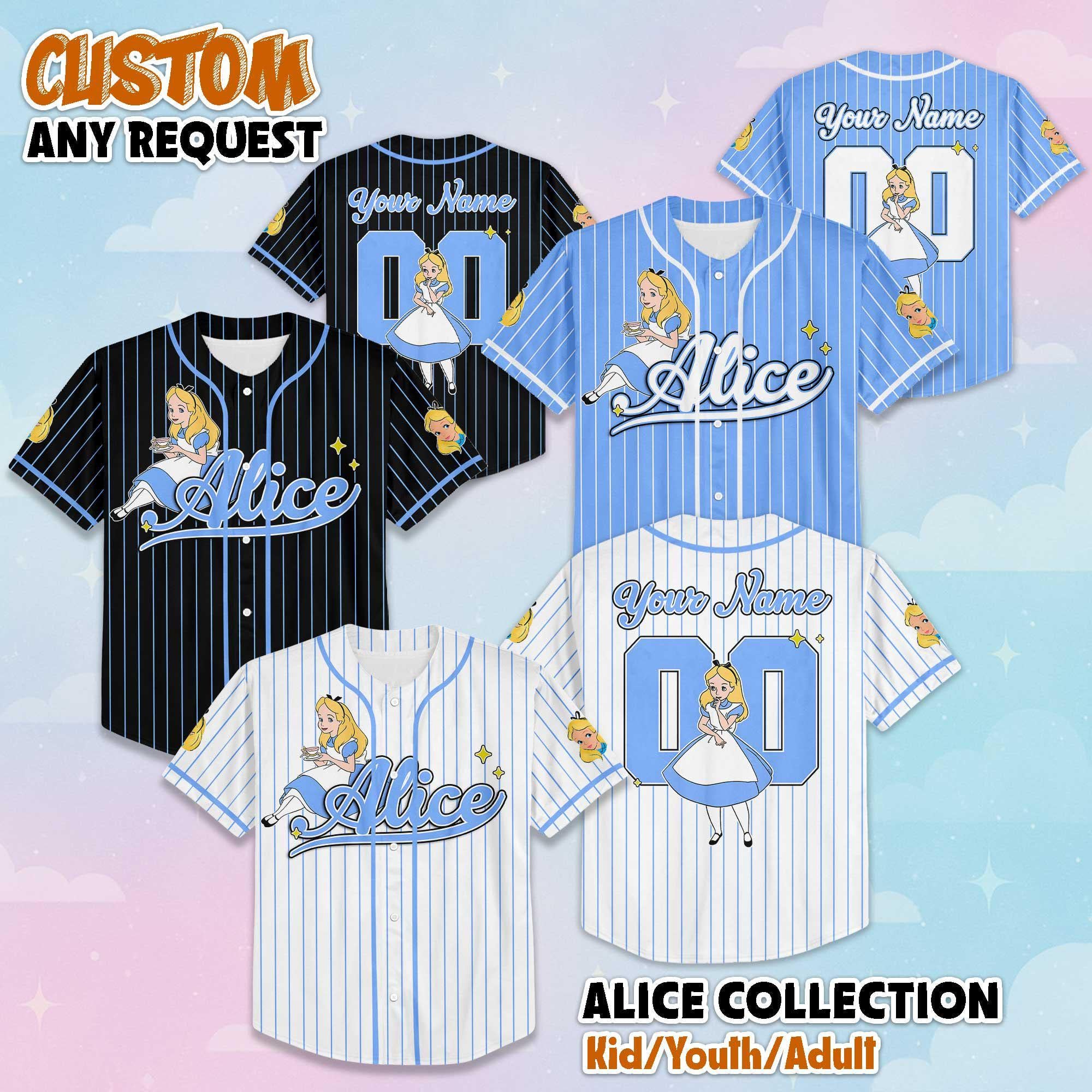 Custom Alice in Wonderland Baseball Jersey, Alice in Wonderland Jersey, Matching Disney Trip Outfit, Disneyland Birthday Gift
