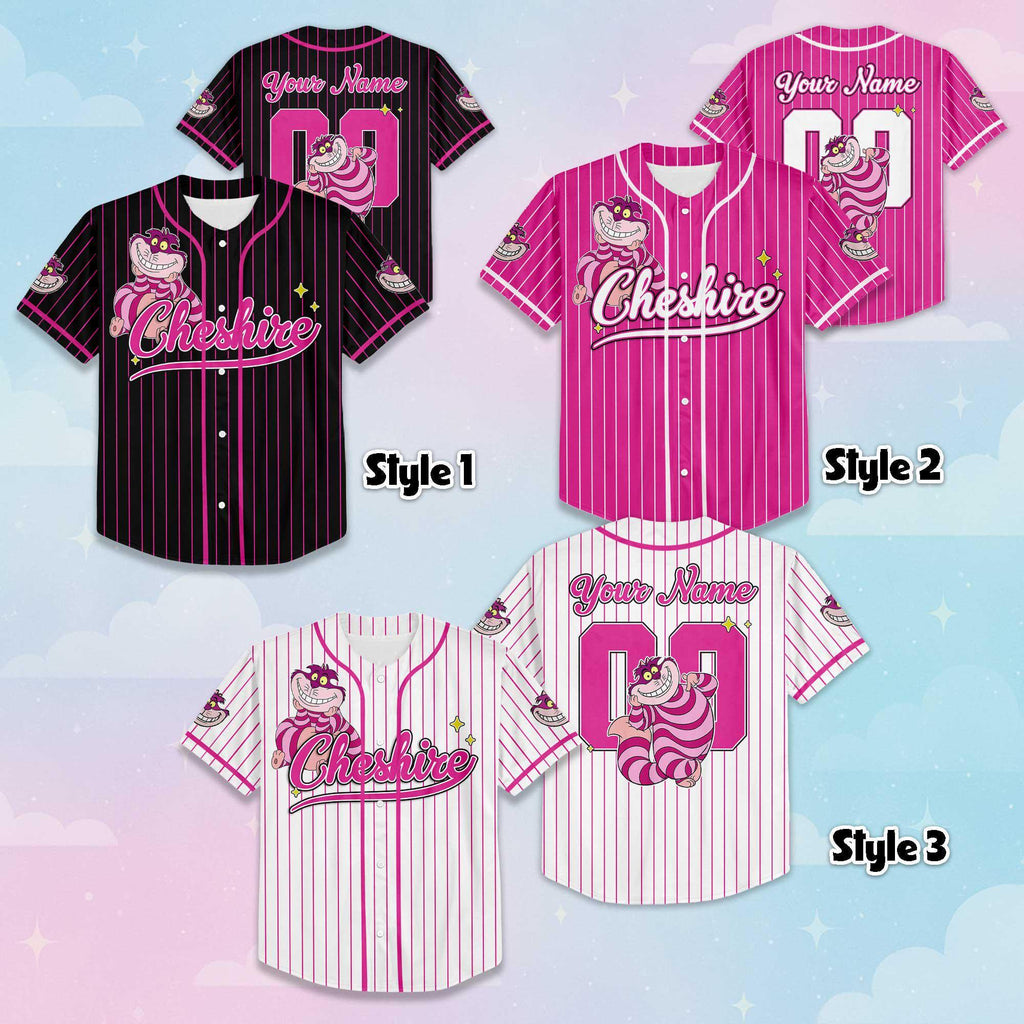 Custom The Cheshire Cat Baseball Jersey, Alice's Adventures in Wonderland Jersey, Matching Disney Trip Outfit, Disneyland Birthday Gift
