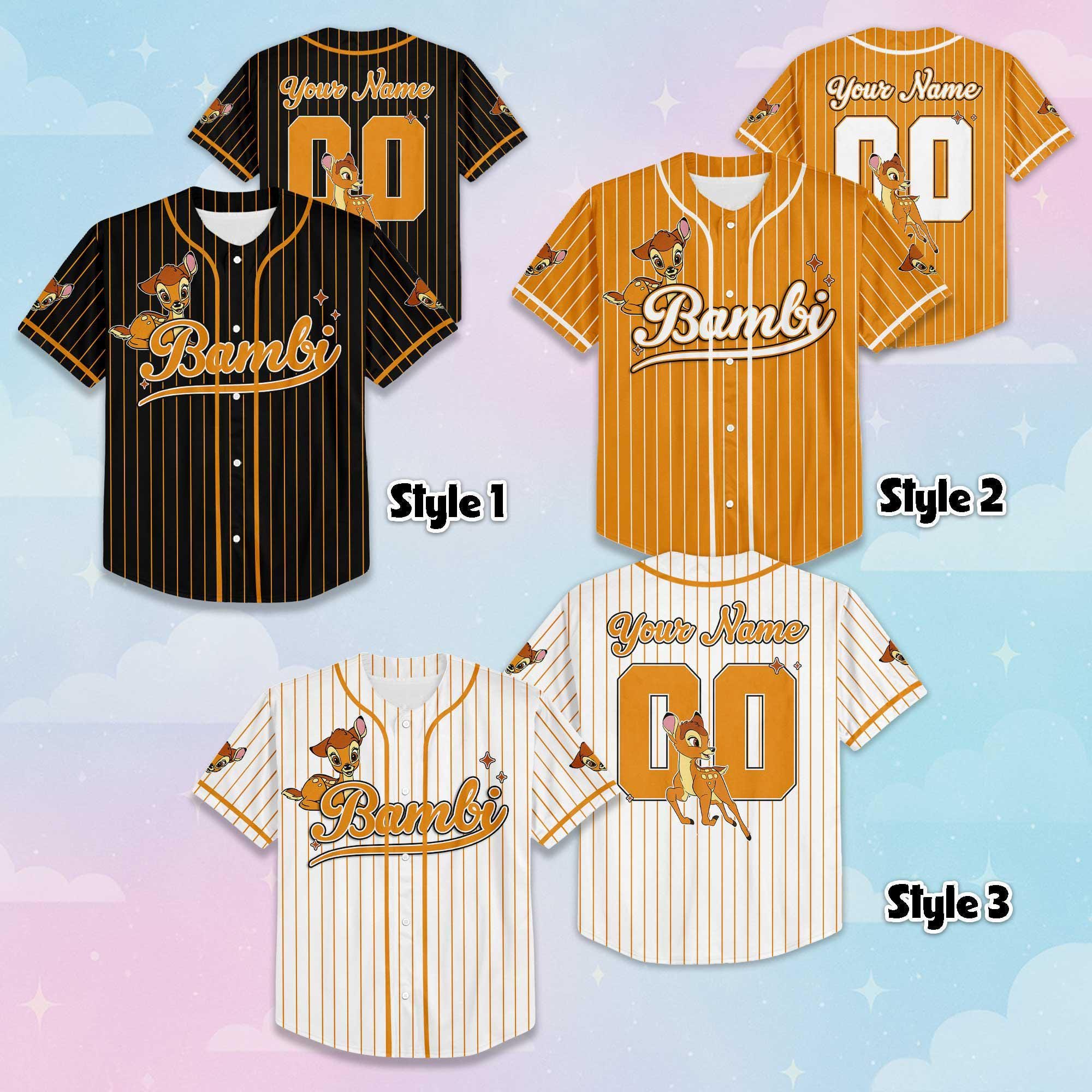 Personalized Bambi Baseball Jersey, Custom Disney Bambi Jersey Shirt, Baseball Team Outfit, Birthday Gift