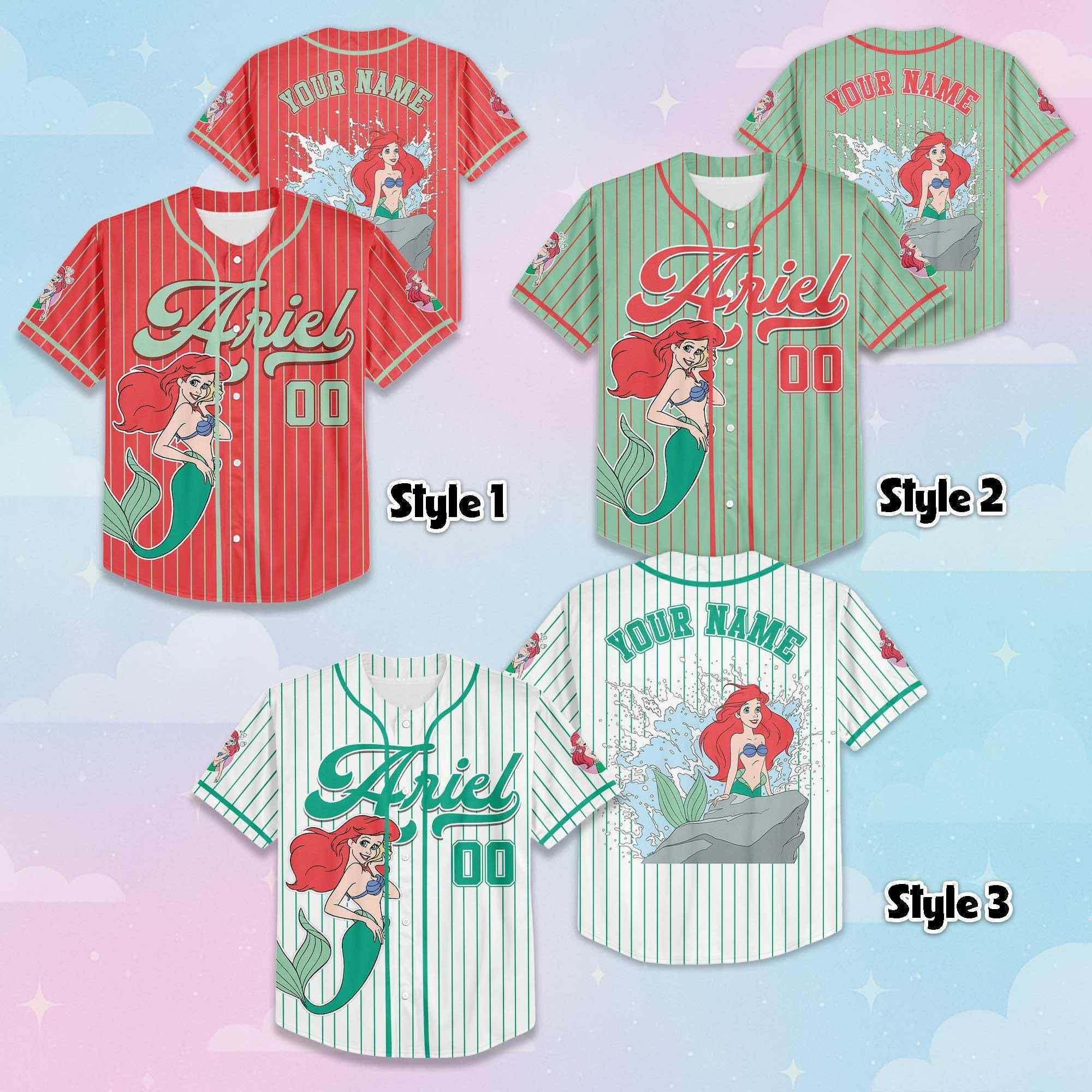 Custom Ariel Baseball Jersey, Disney The Little Mermaid Baseball Shirt, Ariel Fan Gift, Matching Disney Trip Outfit