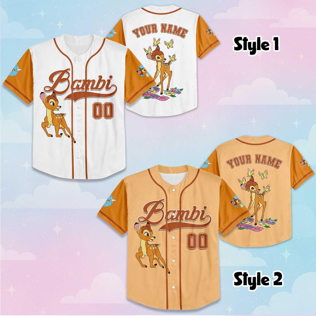 Custom Bambi Baseball Jersey, Disney Bambi Jersey Shirt, Baseball Team Outfit, Disneyland Birthday Gift