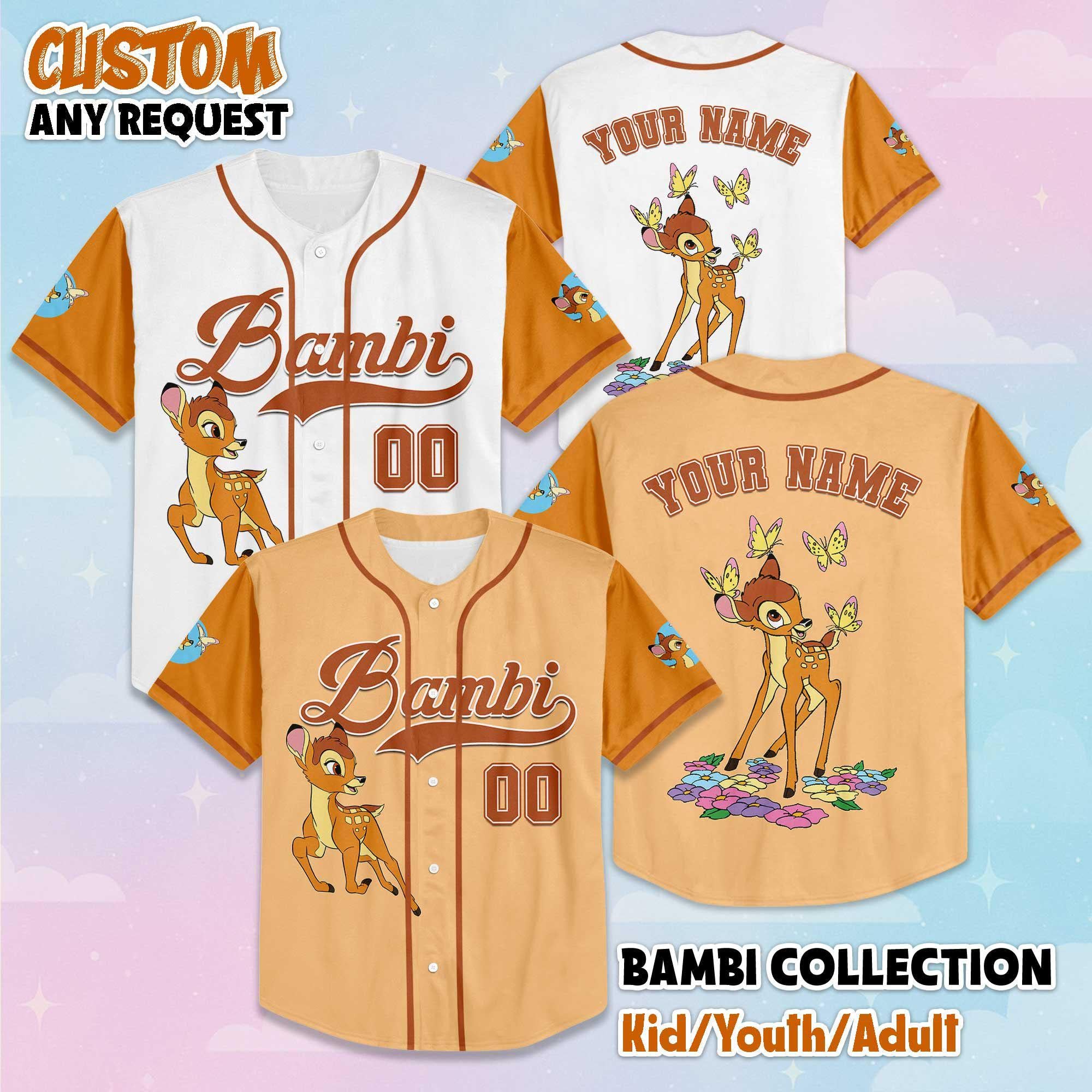 Custom Bambi Baseball Jersey, Disney Bambi Jersey Shirt, Baseball Team Outfit, Disneyland Birthday Gift