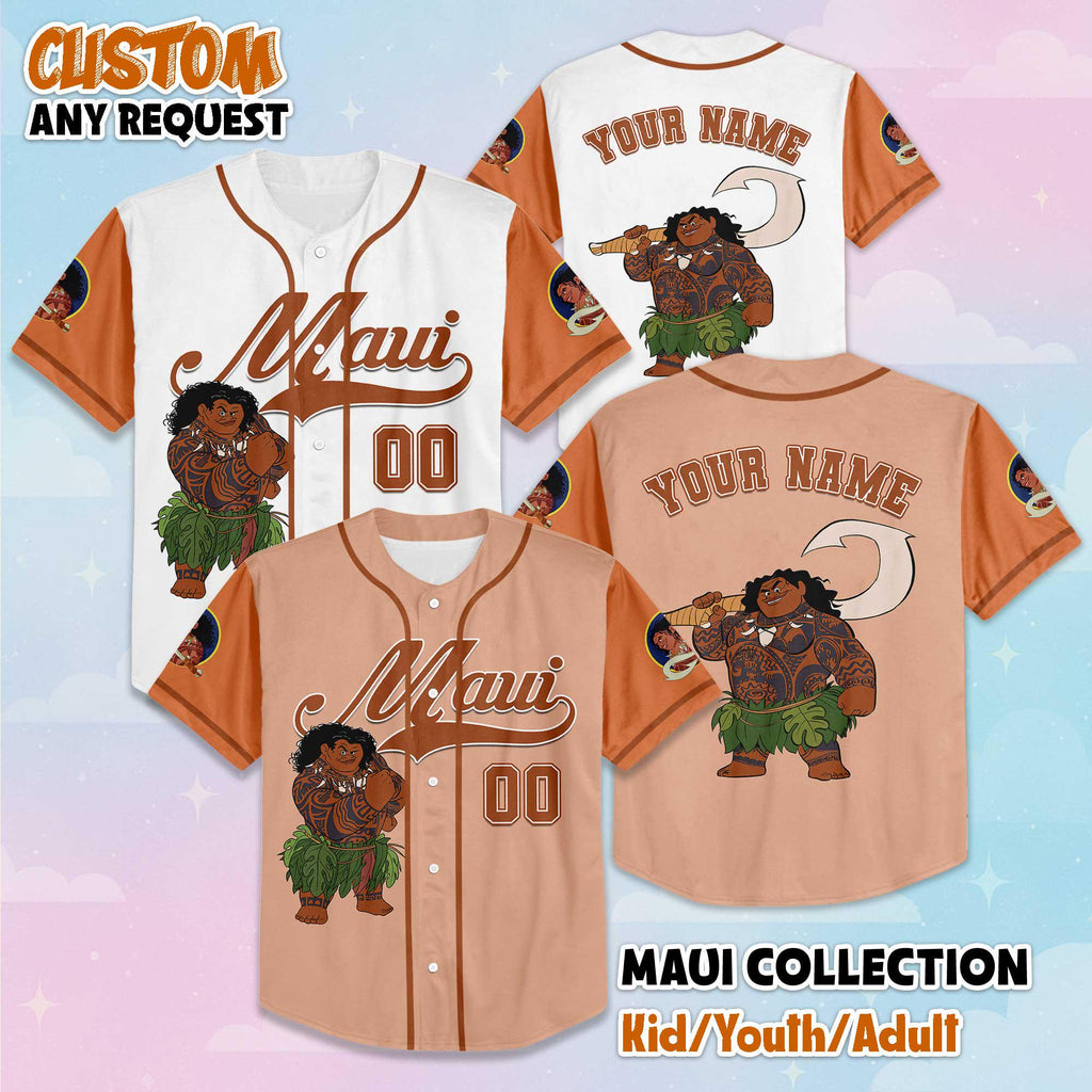 Personalized Disney Maui Baseball Jersey, Custom Moana Maui Shirt, Disneyland Baseball Team Outfit, Disney Gifts