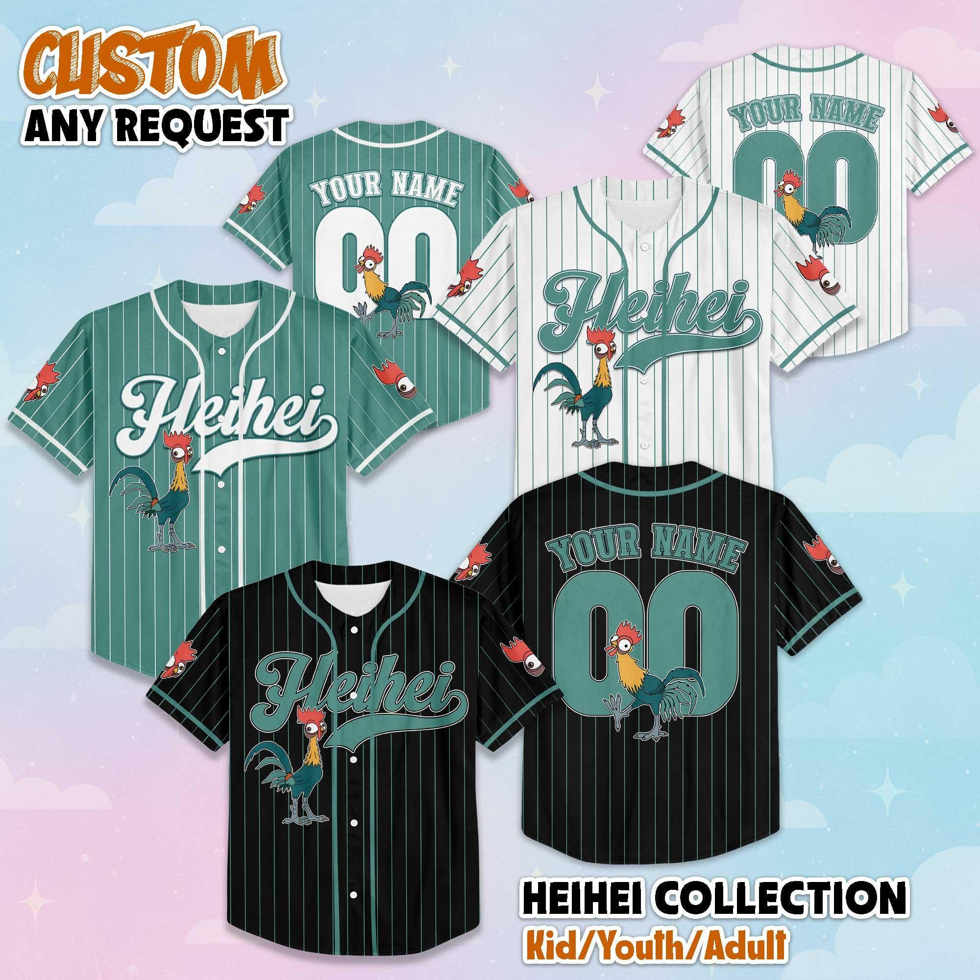 Custom Heihei Baseball Jersey, Disney Moana Heihei Jersey Shirt, Disney Baseball Team Outfit, Gift for Disney Fans