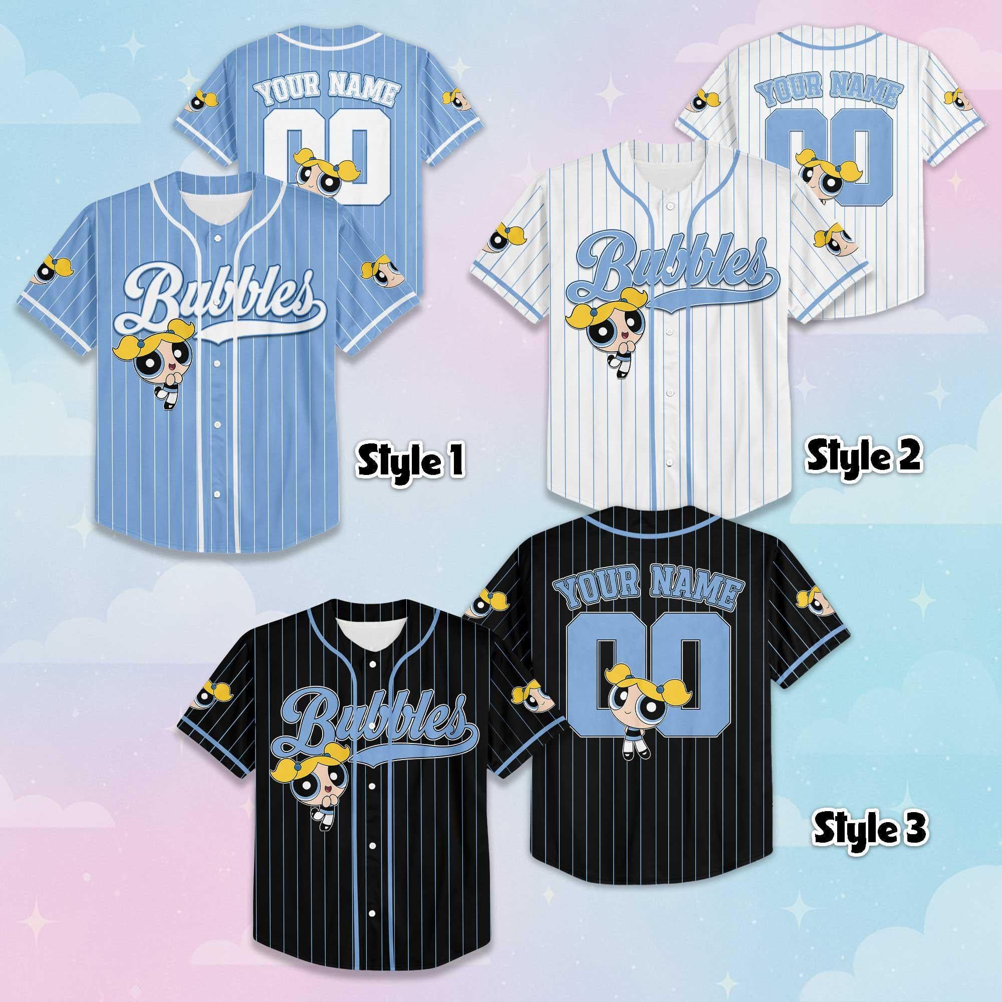Personalized Bubbles Baseball Jersey, Powerpuff Girls Shirt, Custom Family Outfit