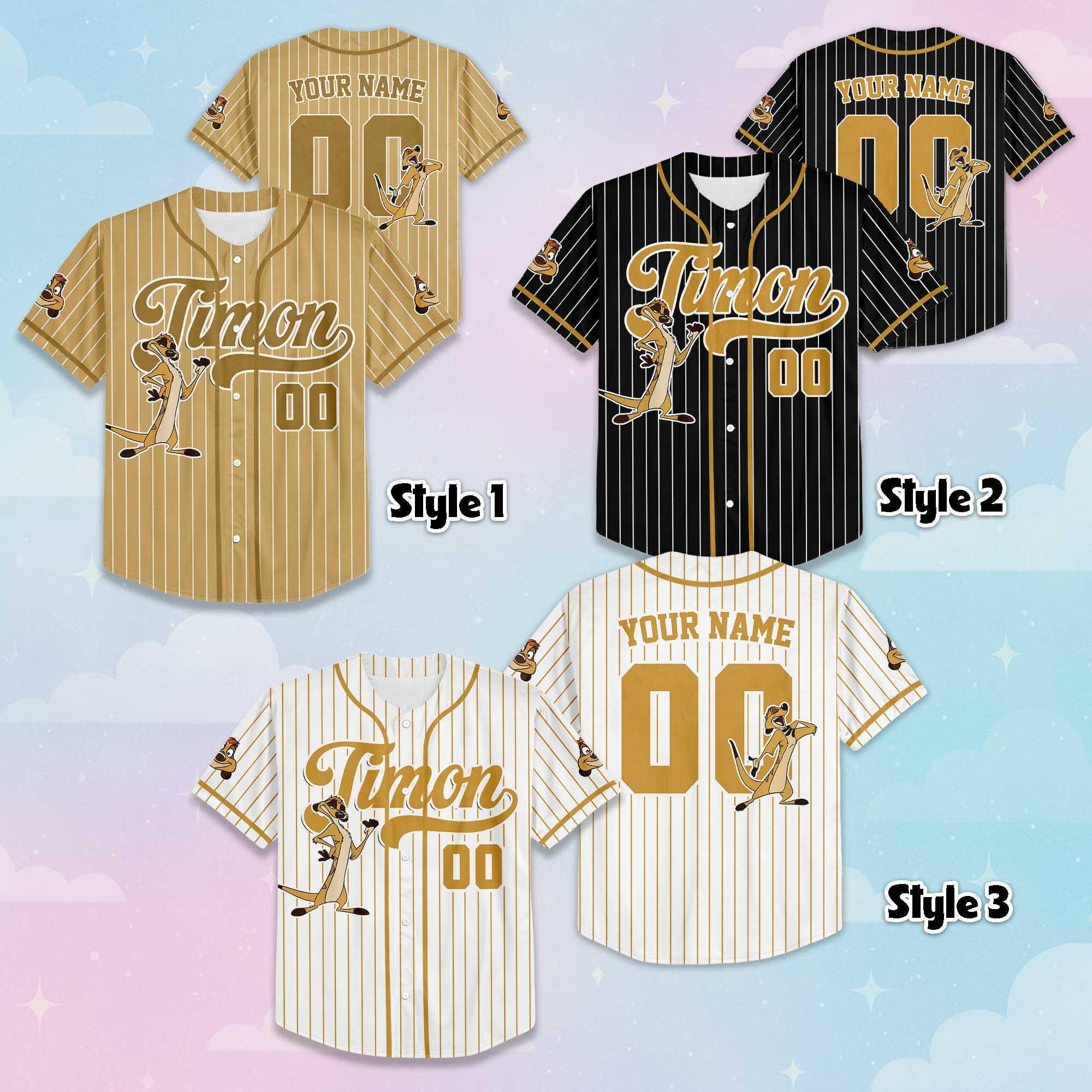 Custom Timon Collection Baseball Jersey, Disney The Lion King Jersey Shirt, Disney Jersey for Kids, Youth, Adults & Lion King Fans