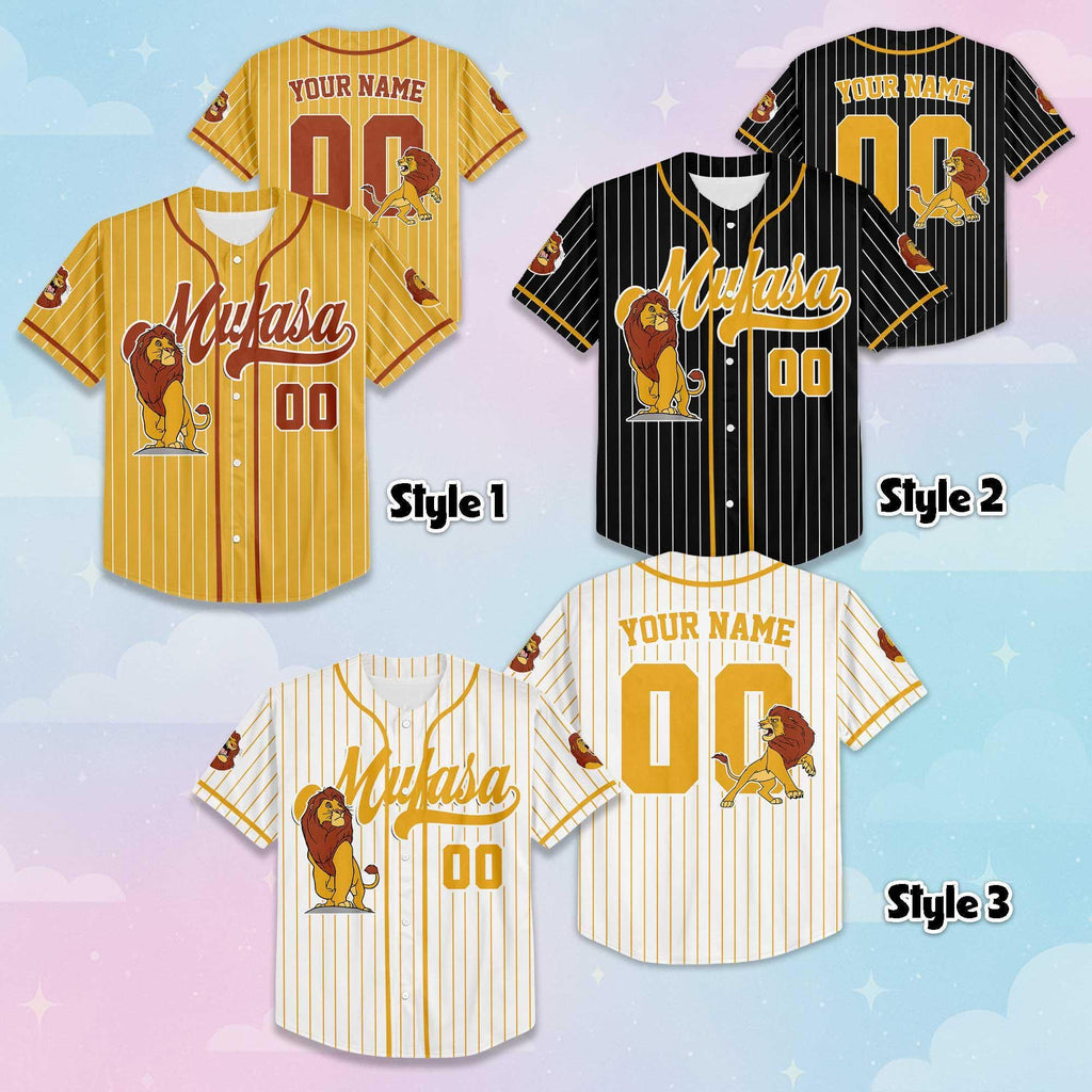 Custom Mufasa Collection Baseball Jersey, Personalized Disney The Lion King Jersey Shirt, Family Matching Outfit, Magic Kingdom Gift