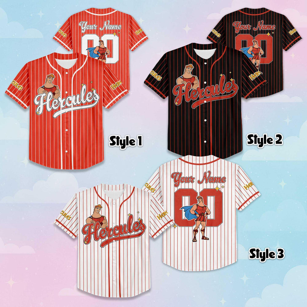 Custom Grown-Up Hercules Baseball Jersey, Personalize Disney Hercules Jersey, Disney Family Matching Outfit