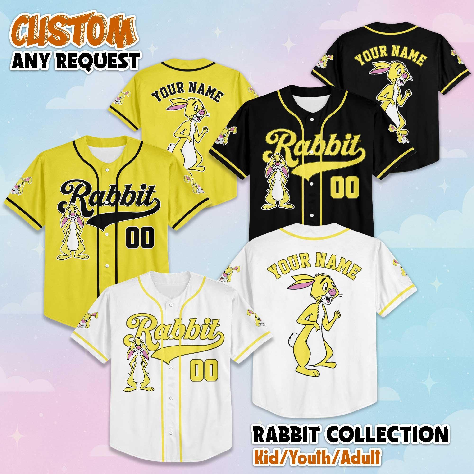 Personalized Rabbit Baseball Jersey, Custom Disney Winnie the Pooh Shirt, Rabbit Disney Outfit, Matching Family Jersey, Disneyland Trip Gift