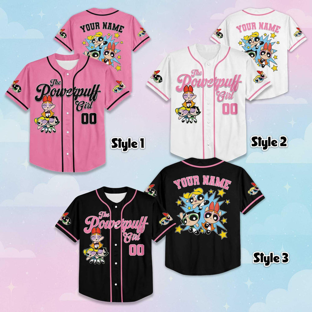 Personalized The Powerpuff Girls Baseball Jersey, Custom The Powerpuff Girls Jersey, Powerpuff Girls Shirt, Family Matching Outfit