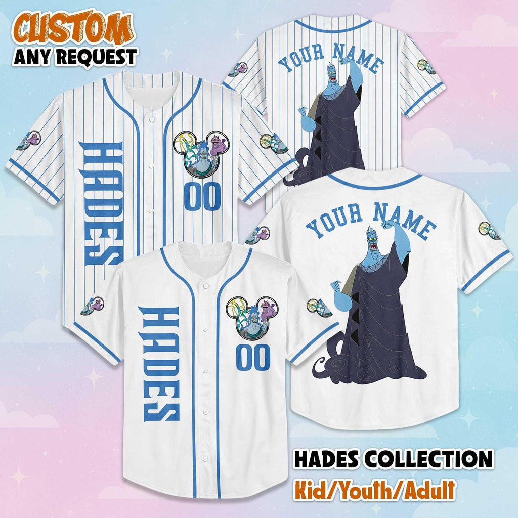 Custom Disney Villain Hades Baseball Jersey, Disney Hades Hercules Jersey, Personalized Hades Shirt, Family Matching Outfit