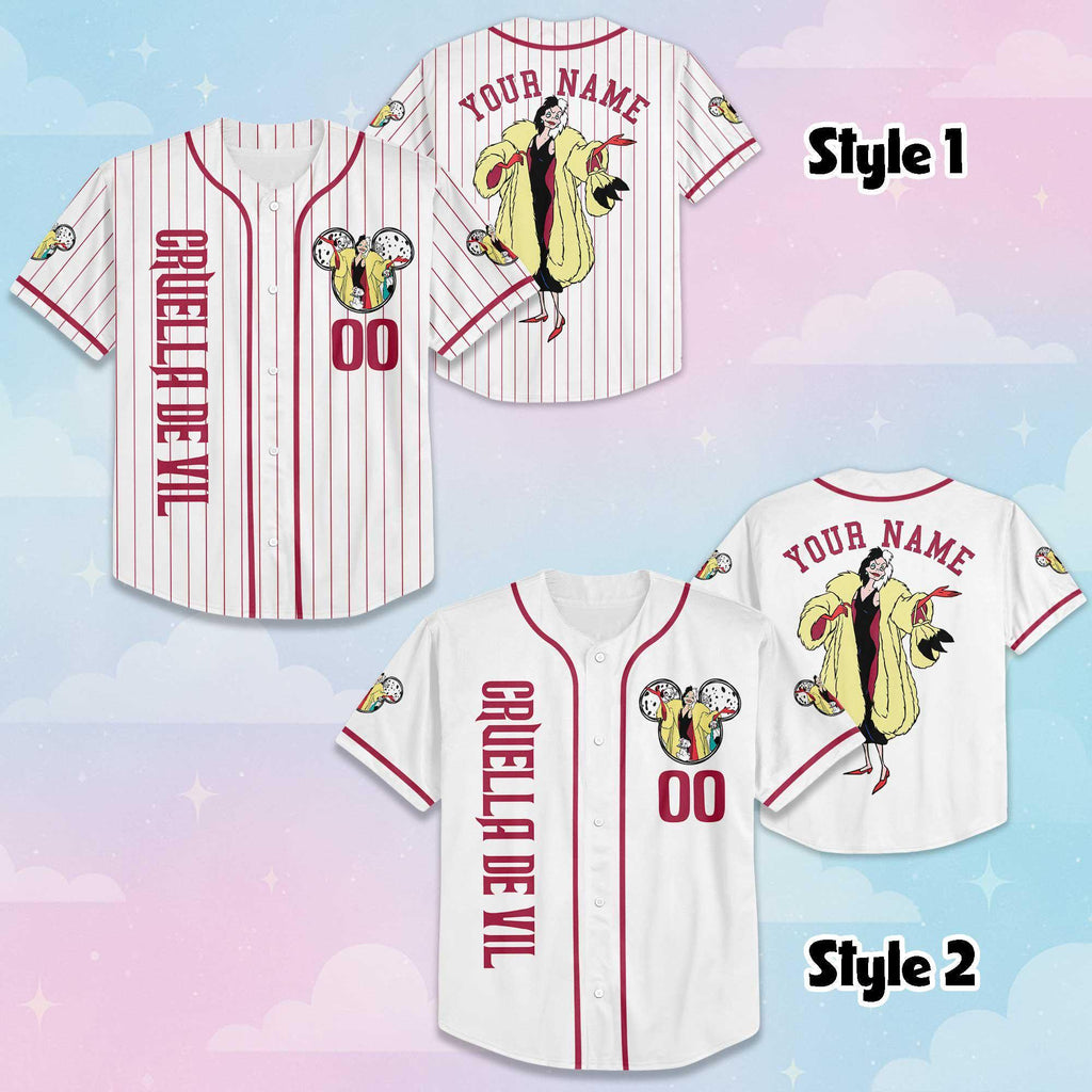 Custom Cruella De Vil Baseball Jersey, 101 Dalmatians Outfit