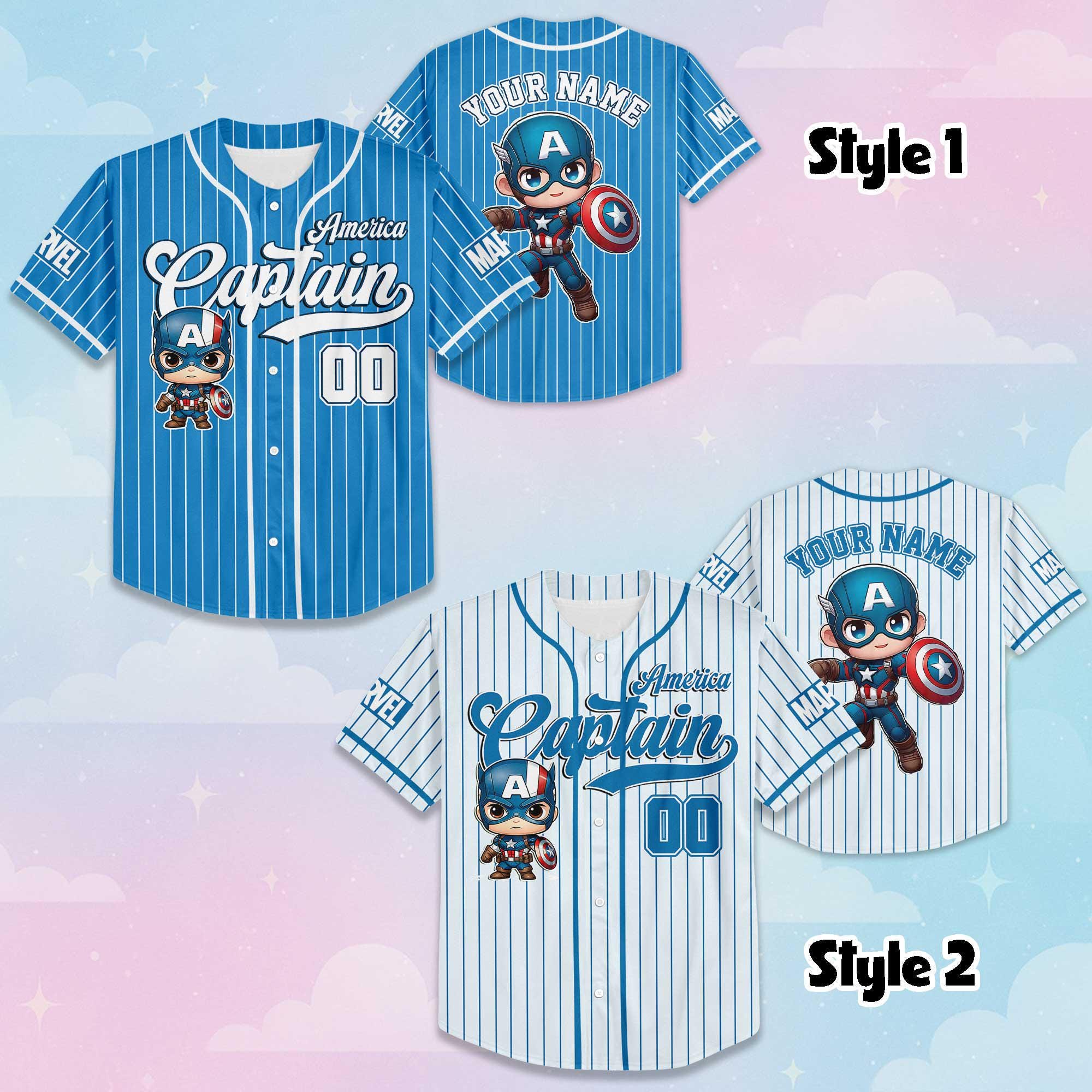 Personalize Baby Captain America Baseball Jersey, Custom Captain America Baseball Shirt, Matching Disney Trip Outfit, Gift for Marvel Fan